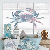 Pink Crab Ocean Life Canvas Wall Art