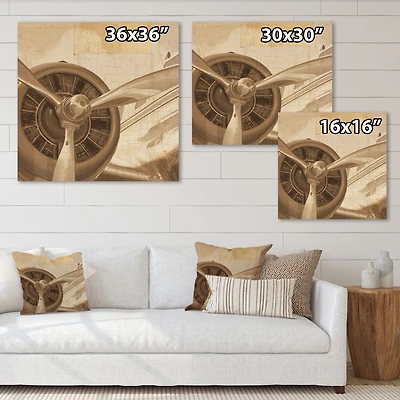 Retro Airplanes Sepia  Wall Art