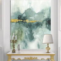 Blue Watercolor Impression with Gold  Wall Art