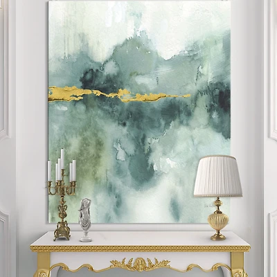 Toile « Blue Watercolor Impression with Gold »