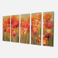 Red Tulips Canvas Wall Art Panels