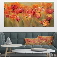 Red Tulips Canvas Wall Art Panels