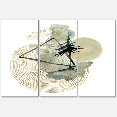 Abstract Landscape of Mountains Moon and Tree   Canvas Wall Art