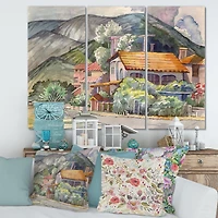 Greek Landscape off The Coast of The Aegean Sea  Canvas Wall Art