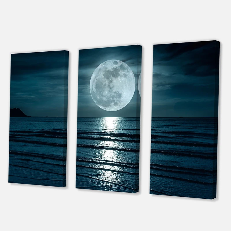 Super Moon Over The Sea I   Canvas Wall Art
