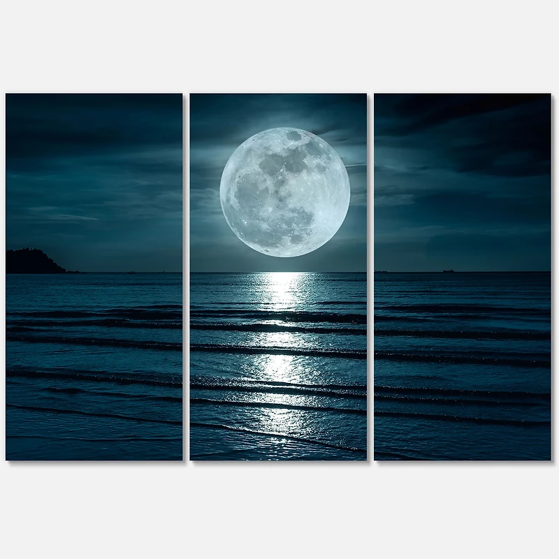 Super Moon Over The Sea I Canvas Wall Art