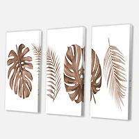 Tropical Monstera and Palm Leaf in Terracotta  Canvas Wall Art