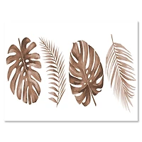 Tropical Monstera and Palm Leaf Terracotta  Wall Art