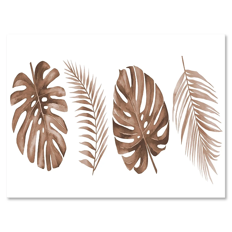 Tropical Monstera and Palm Leaf Terracotta  Wall Art