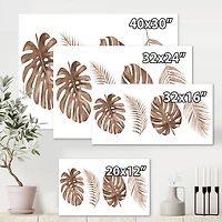 Tropical Monstera and Palm Leaf Terracotta  Wall Art
