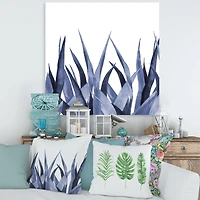 Navy Blue Agave Leaves  Wall Art