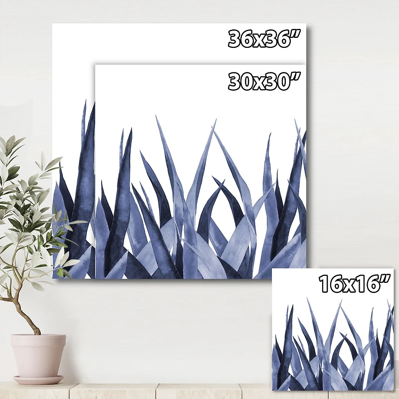 Navy Blue Agave Leaves  Wall Art