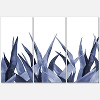 Navy Blue Agave Leaves Canvas Wall Art Panels