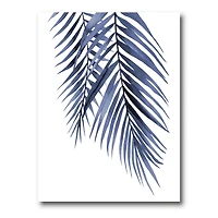 Blue Palm Leaves Abstract Tropical Branches  Wall Art