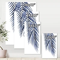 Blue Palm Leaves Abstract Tropical Branches  Wall Art