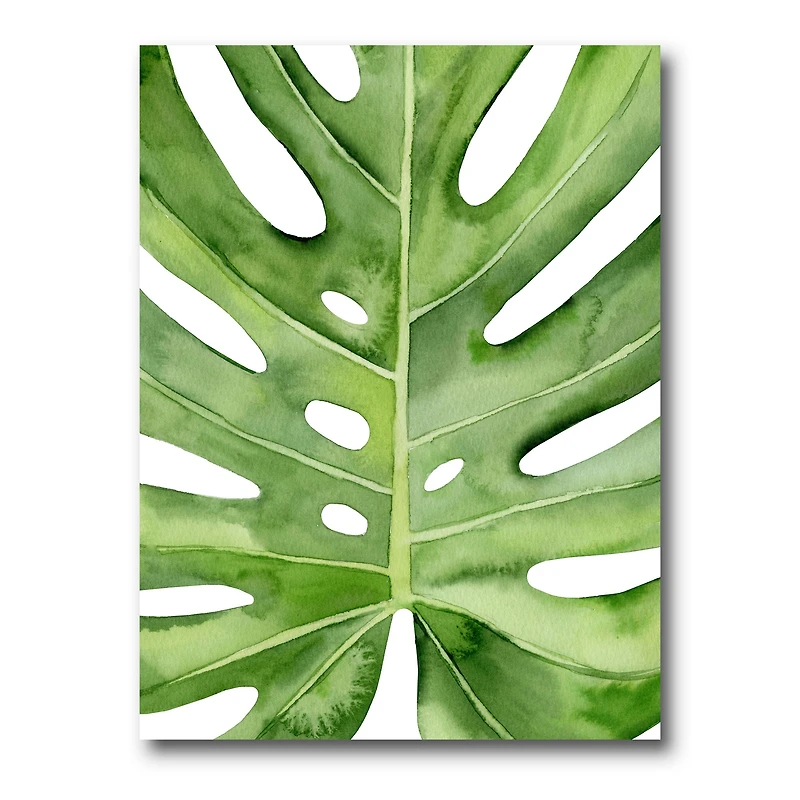 Green Monstera Leaf Tropical Palm Botanical Detail  Wall Art