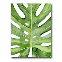 Green Monstera Leaf Tropical Palm Botanical Detail  Wall Art