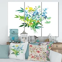 Meadow Flowers Garland Canvas Wall Art - 3 Panels