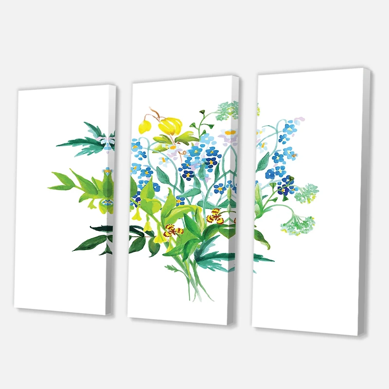 Meadow Flowers Garland Canvas Wall Art - 3 Panels