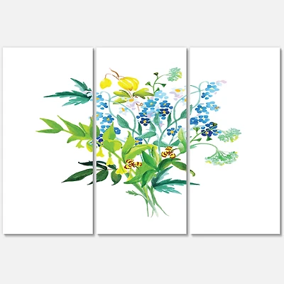 Meadow Flowers Garland Canvas Wall Art - 3 Panels