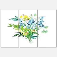 Meadow Flowers Garland Canvas Wall Art - 3 Panels