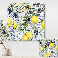 Lemon Ornament on Blue al Pattern III  Wall Art