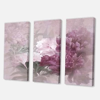 Vintage Purple and Pink Flowers II Canvas Wall Art - 3 Panels