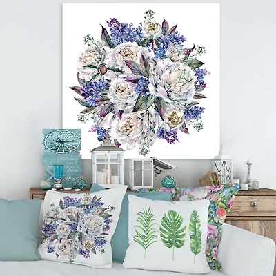 Toile « Bouquet Peonies White and Blue »