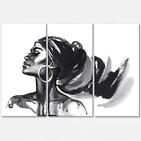 Monochrome Portrait of African American Woman IV   Canvas Wall Art