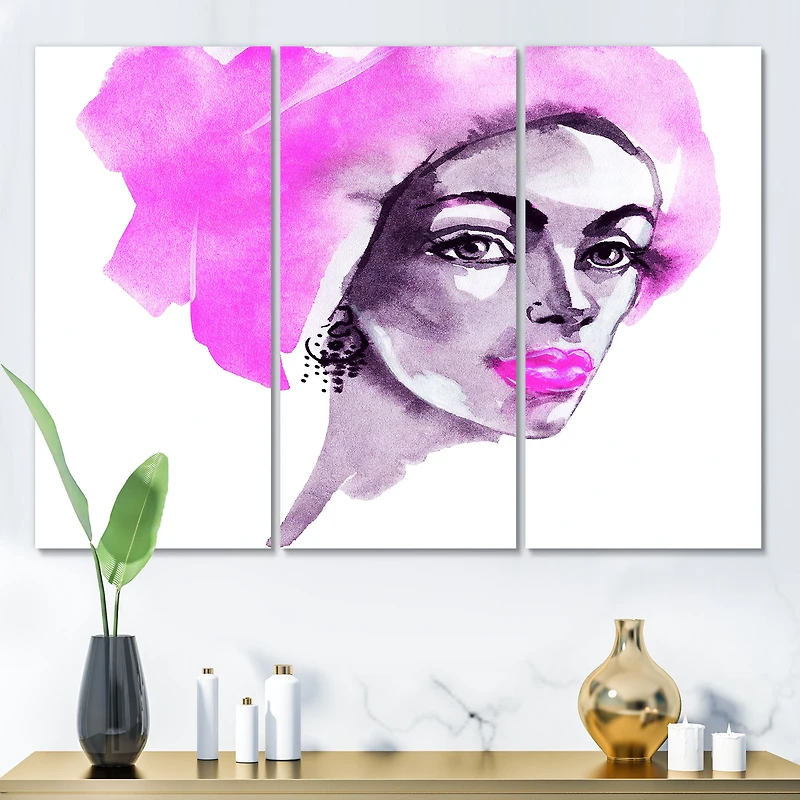 Afro American Woman Fashion Portrait  Canvas Wall Art