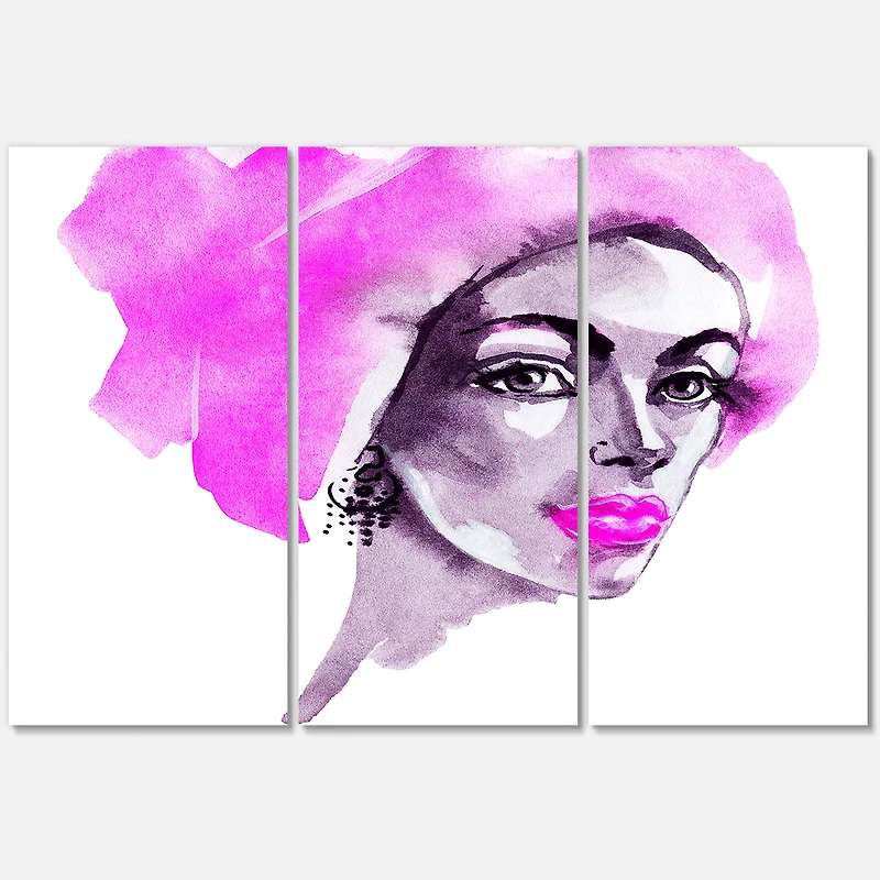 Afro American Woman Fashion Portrait Canvas Wall Art