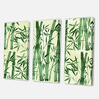 Bamboo Branches in The Forest I Canvas Wall Art - 3 Panels