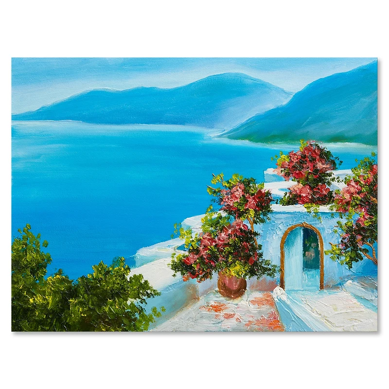 House Near The Sea Colorful Flowers I  Wall Art