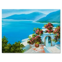House Near The Sea Colorful Flowers I  Wall Art