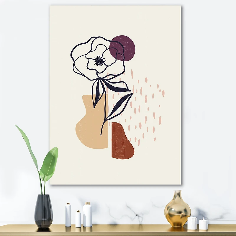 Vintage Flower with Minimalist Shapes I  Wall Art