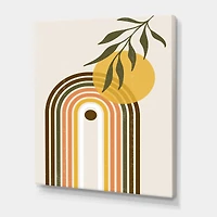 Abstract Yellow Sun with Retro Rainbow  Canvas Wall Art