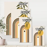 Abstract Yellow Sun with Retro Rainbow  Canvas Wall Art