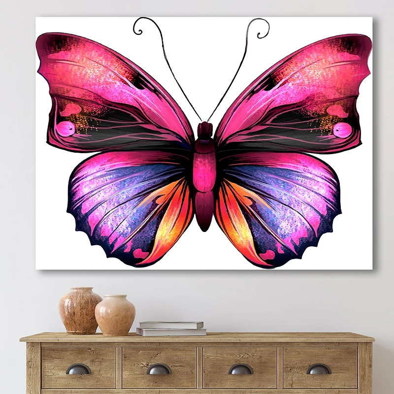Bright Pink Butterfly Portrait  Wall Art