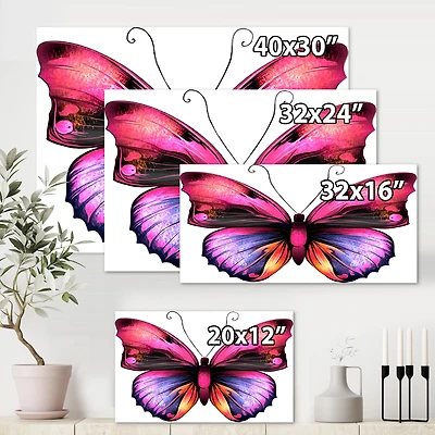 Bright Pink Butterfly Portrait  Wall Art