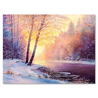 Toile « Winter Scenery with Bridge of Meandering River II »