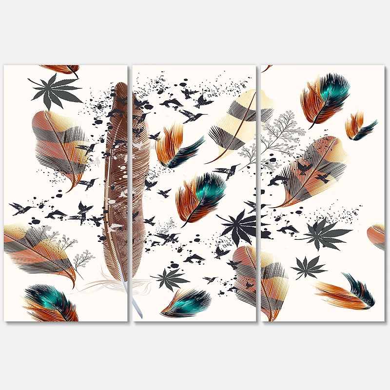 Multicolored Feather Pattern  Canvas Wall Art