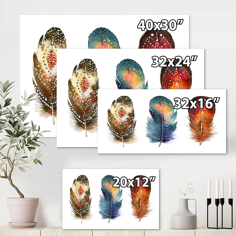 Colourful Boho Feather Set IX  Wall Art