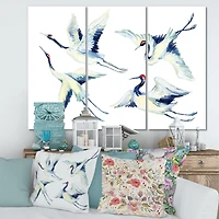 Asian Crane Bird Impression  Canvas Wall Art