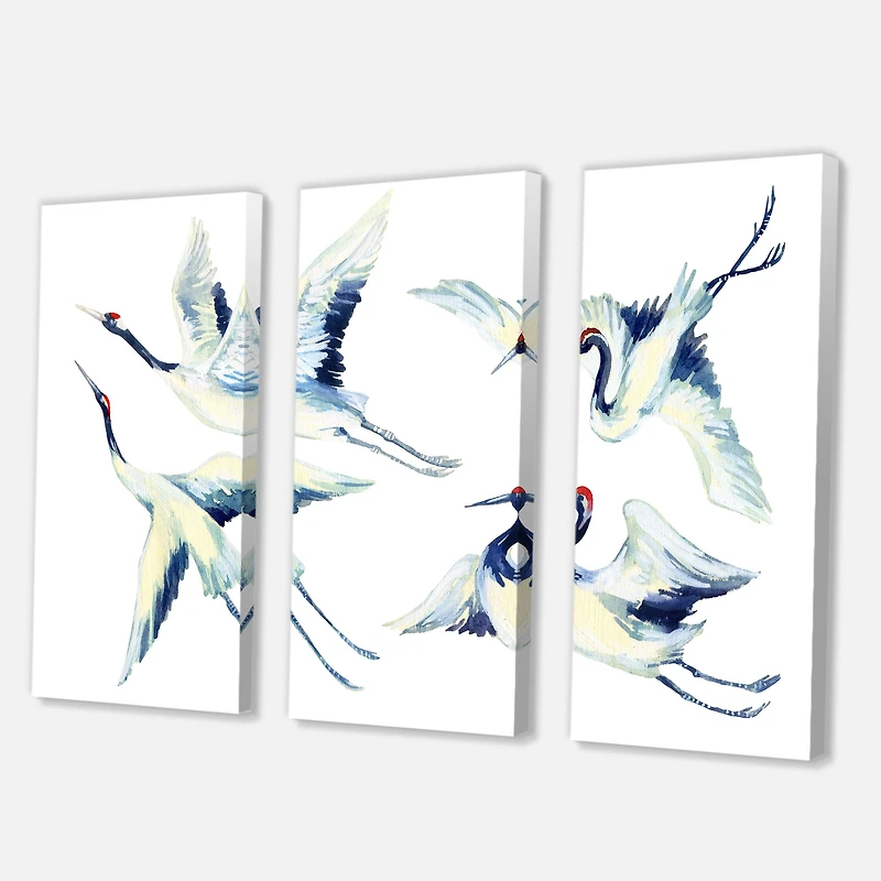 Asian Crane Bird Impression  Canvas Wall Art