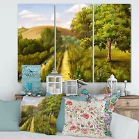 Vibrant Country Road During Summer  Canvas Wall Art