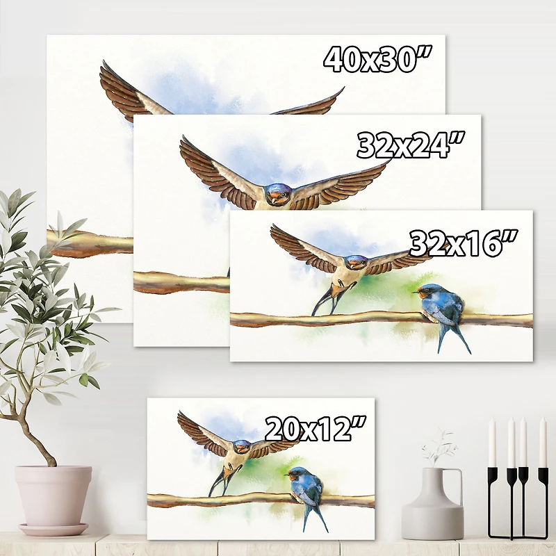 Two Barn Swallows Birds  Wall Art