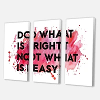 Do What Is Right Not What Is Easy I Canvas Wall Art - 3 Panels