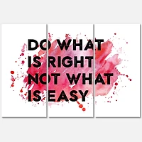 Do What Is Right Not What Is Easy I Canvas Wall Art - 3 Panels