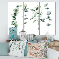 Green Eucalyptus Branches I  Canvas Wall Art Print