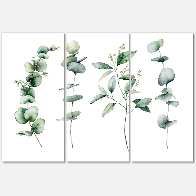 Green Eucalyptus Branches I Canvas Wall Art Print
